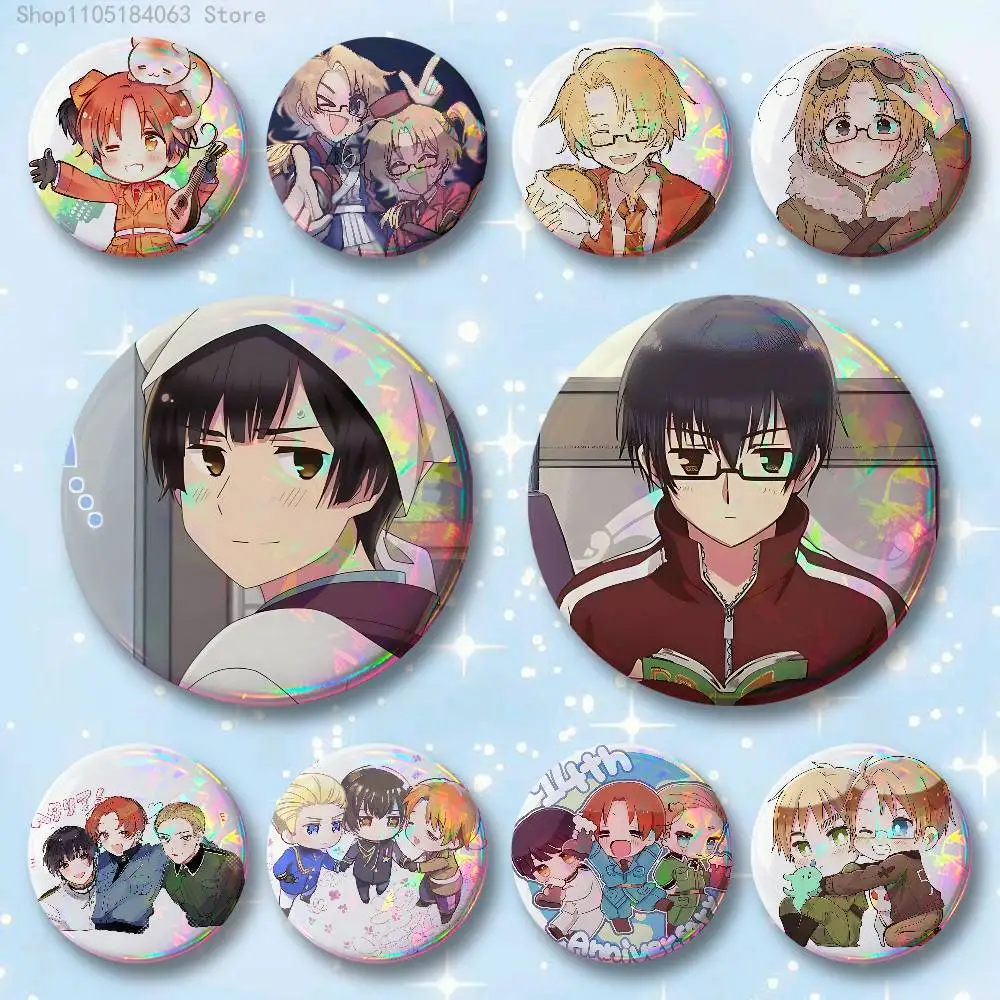 

H-Hetalia W-World Stars Badges 25 32 44 58 75 mm Round Cosplay Pin Bag Decor Fans Collect Friends Gifts Brooch Souvenir