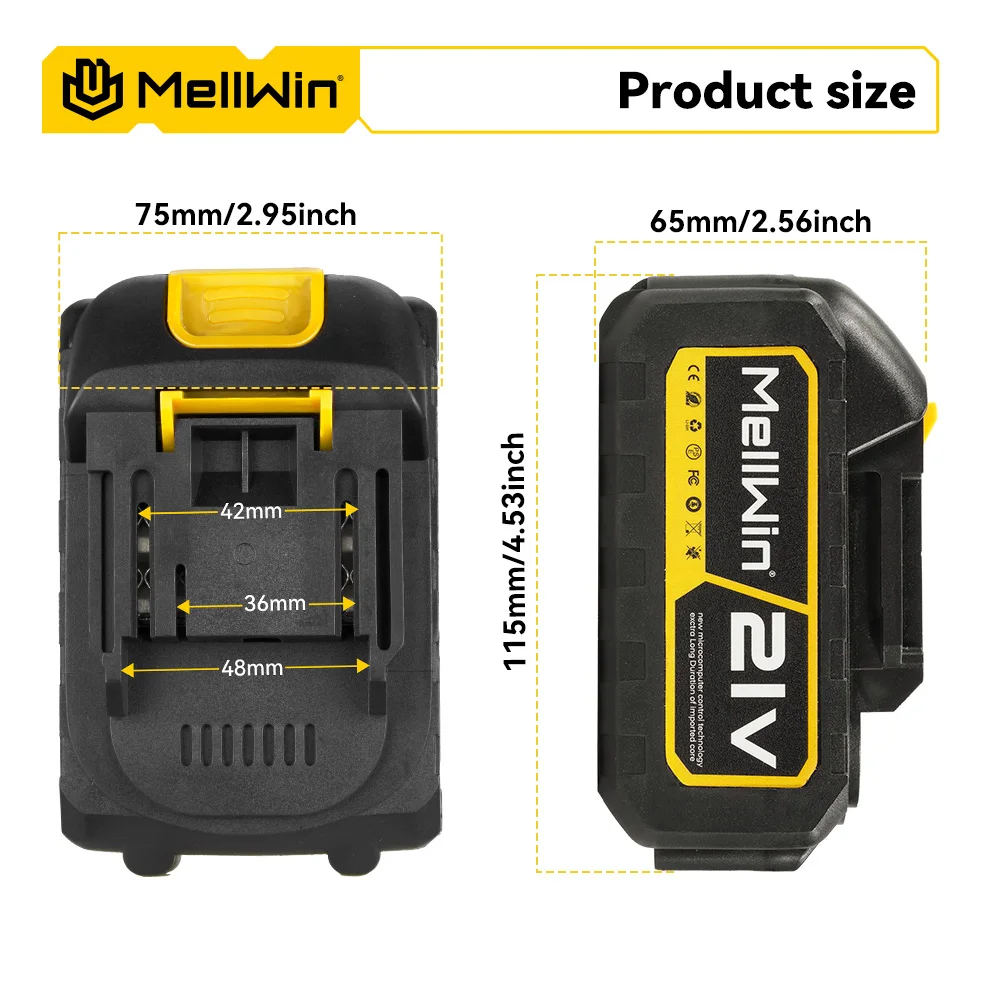 MELLWIN 21V 1500mAh Wiederaufladbarer Lithium-Akku-Pack 5/10/15 Zellen für Makita 18V Akku-Pin Elektrowerkzeuge – Detail 8