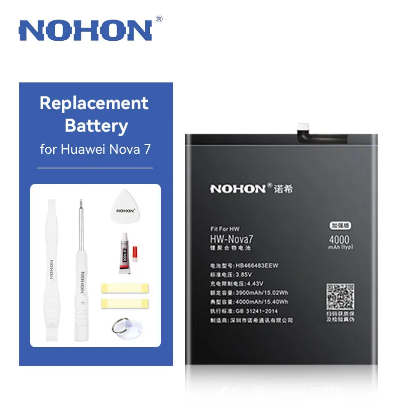 

NOHON HB466483EEW Battery for Huawei Nova 7 7SE 7Pro Battery Replacement for Honor 30 30S 30Pro 30Pro Plus Huawei P40 Lite