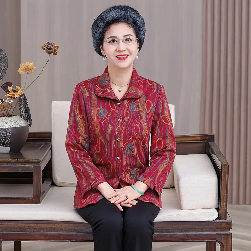 

2025 г., модная тонкая блузка для мам среднего возраста, весенняя женская рубашка большого размера 5XL, топы, корейская женская свободная рубашка с карманами для отдыха, пальто