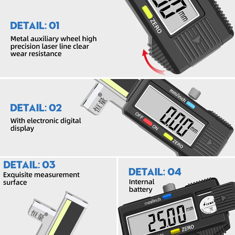 High Precision 0-12.7mm Stainless Steel Vernier Calipers Electronic Digital Step Seam Gauge Calipers