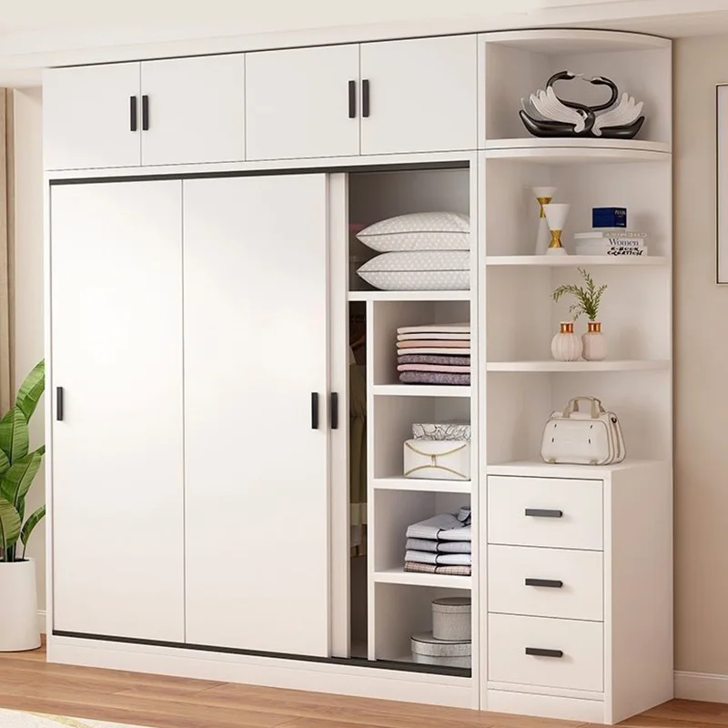 خزانة ملابس من الخشب الصلب مع بابين و3 أدراج، خزانة غرفة نوم قوية، تخزين واسع، سهل التجميع #1