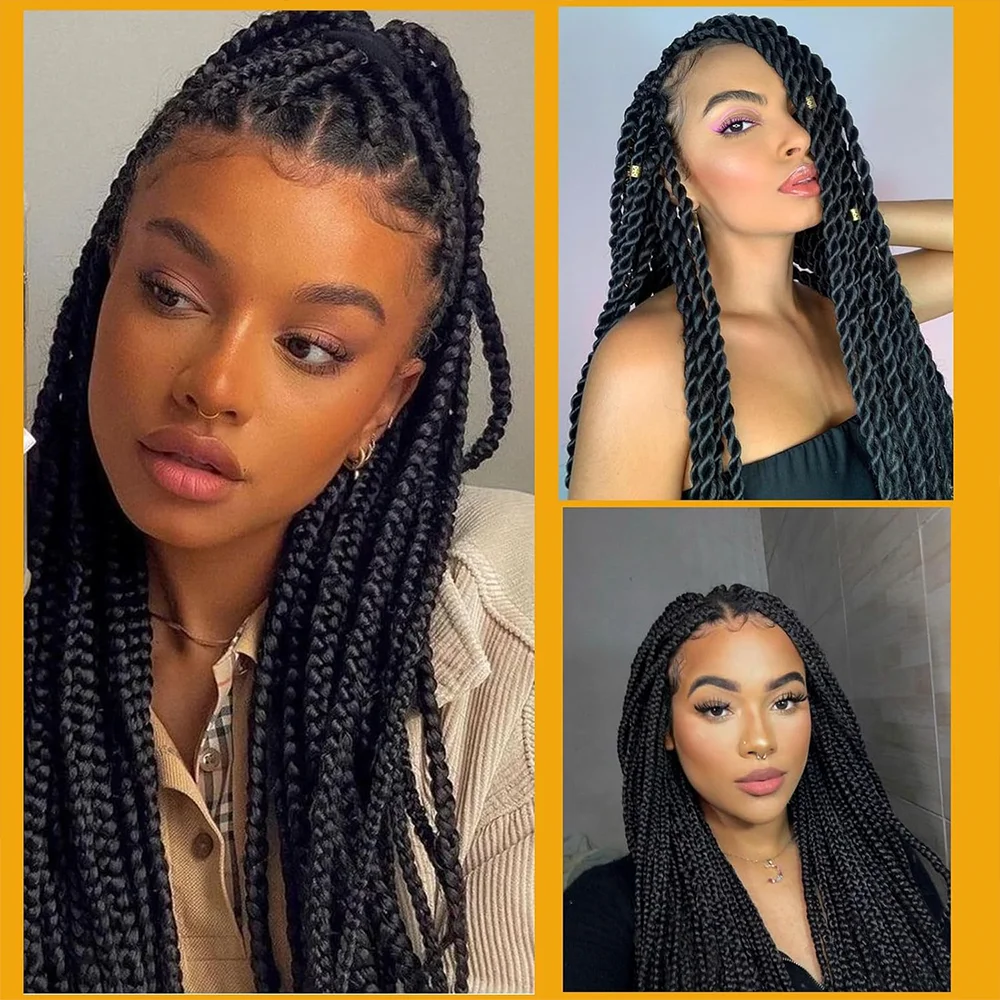 26 inch Braiding Hair Pre Stretched Prestretched Knotless Hair Long Straight Synthetic Box Braids Yaki Texture Hair Extensions