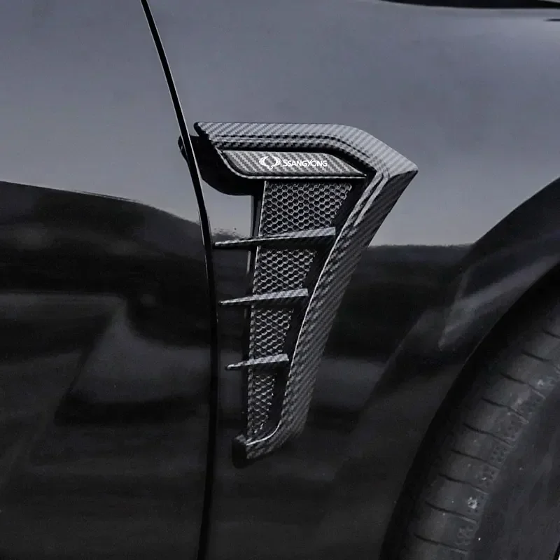 Carbon Black Car Fender Side Vents Air Flow Intake Hole Grille Sticker Cover For Ssangyong Actyon Sport Korando Rexton Kyron 06