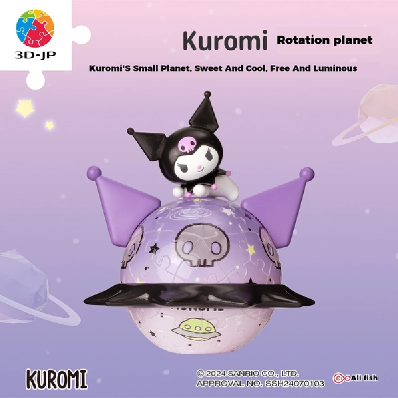 Sanrio 3d-Jp Anime Kuromi 3d Night Light Ornaments 61pcs Luminous Atmosphere Lamp Rotating Planet Night Lamp Kids Christmas Gift