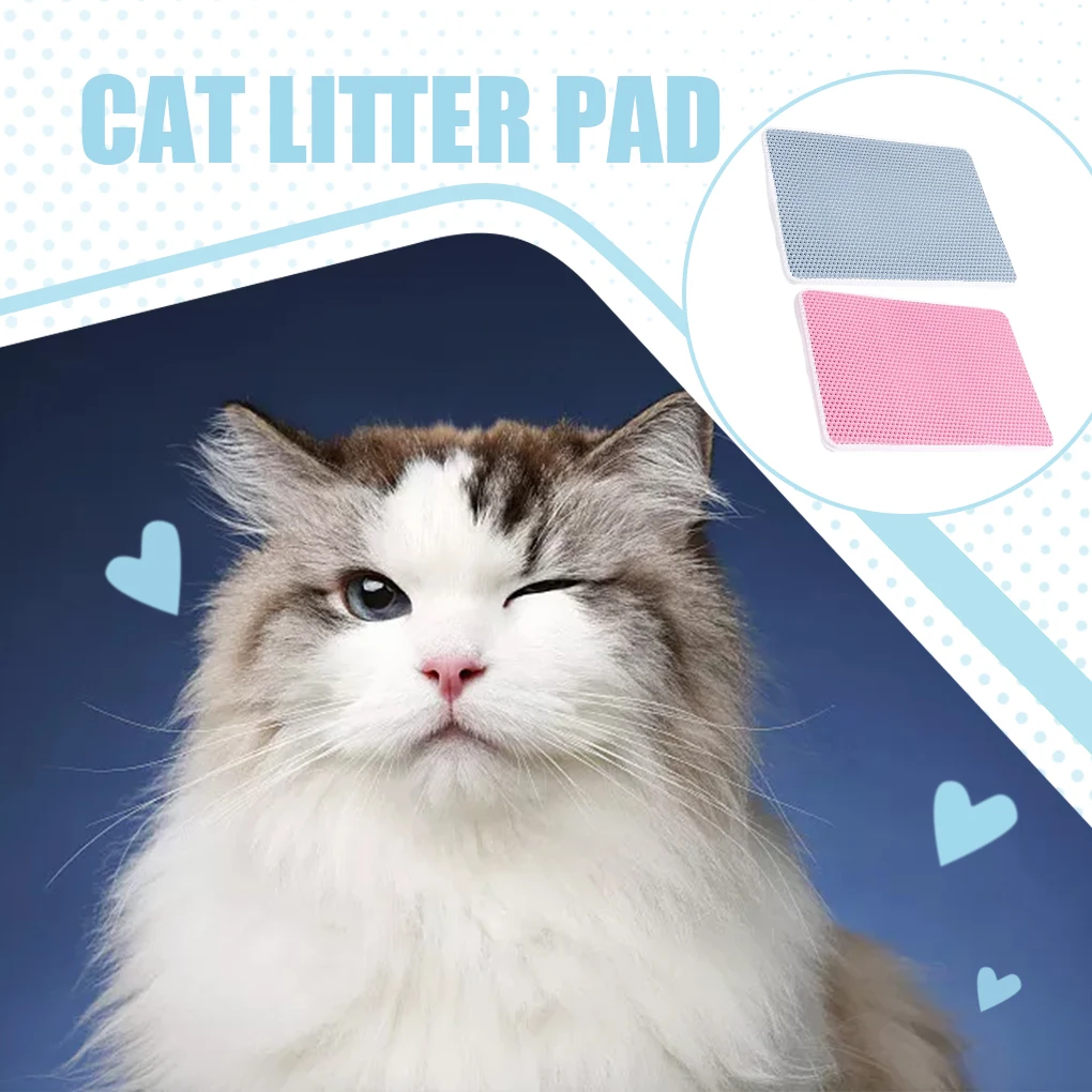 Safe And Non-toxic Cat Litter Mat Worry-free Cleaning Easy To Clean ABS Cat Accessories Sky Blue 30*30cm