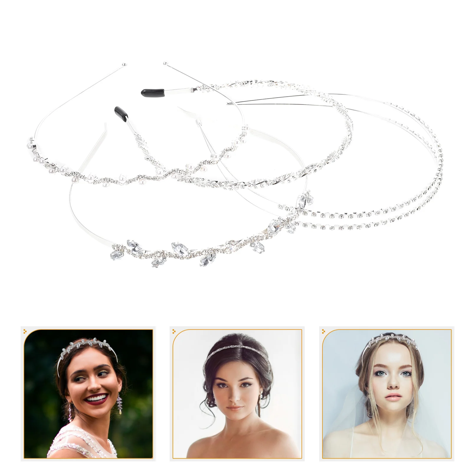 

4Pcs Pearl Headb Rhinestone Headdress Women Hair Accessory Bridal Girl Headb s Fashion Haircut Decor Practical Storage
