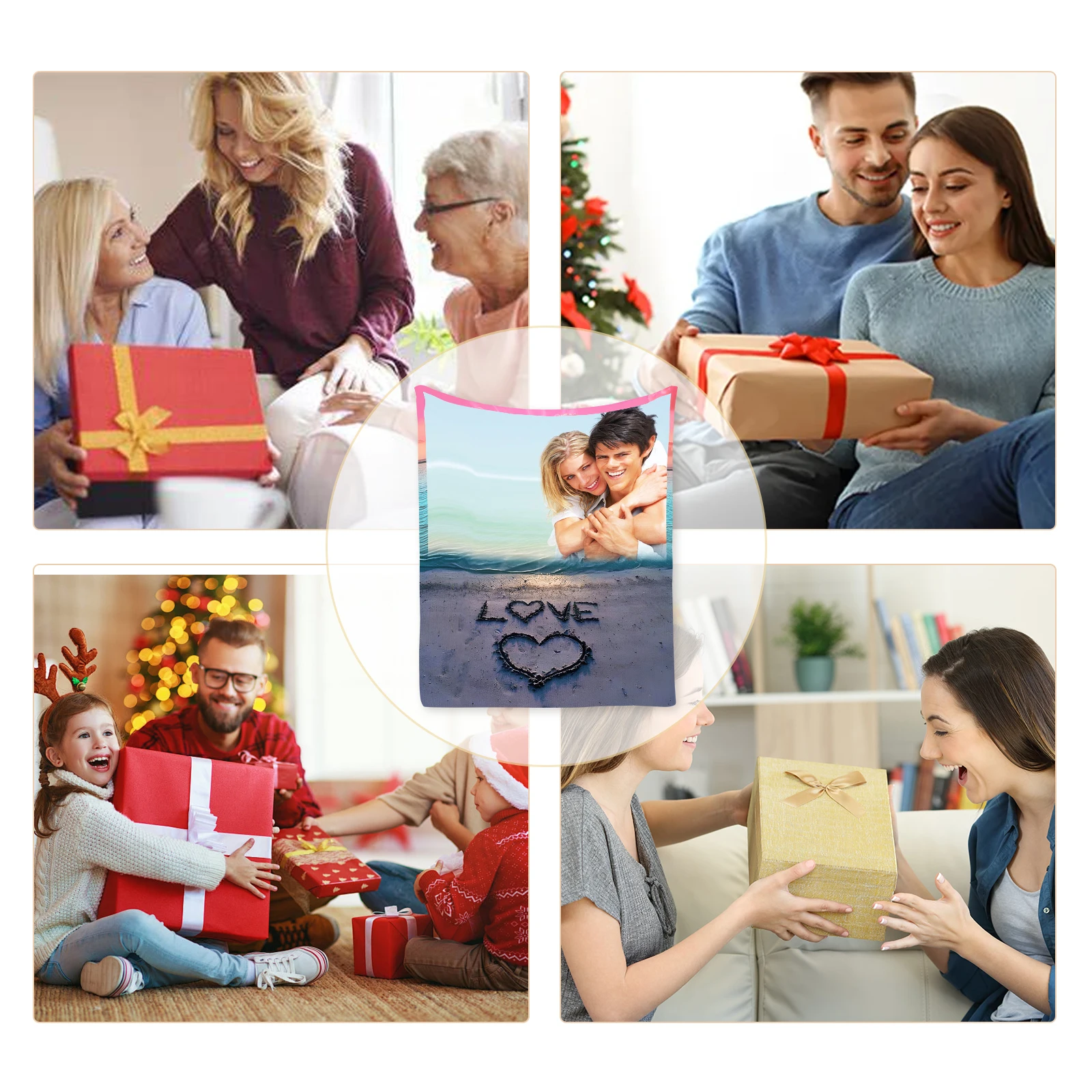 Custom Photo Blanket Couples Anniversary Pattern Sofa Chair Family Travel Blanket for Wife Husband Valentine's Day Anniversary