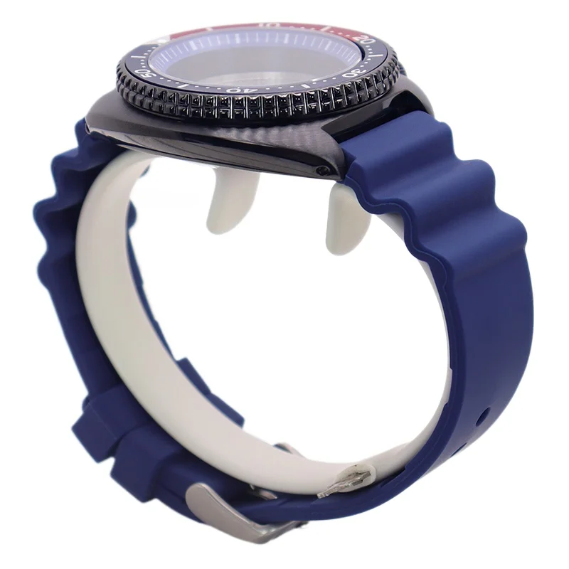 تعديل علبة 45 مللي متر لطراز أذن البحر 316L حافظة سوداء من الفولاذ المقاوم للصدأ بحزام مطاطي لحركة NH36/34/38