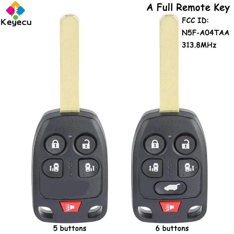 

KEYECU Remote Control Car Key With 5/ 6 Buttons 313.8MHz for Honda Odyssey 2011 2012 2013 2014 Fob FCC ID: N5F-A04TAA N5F-A04TAA