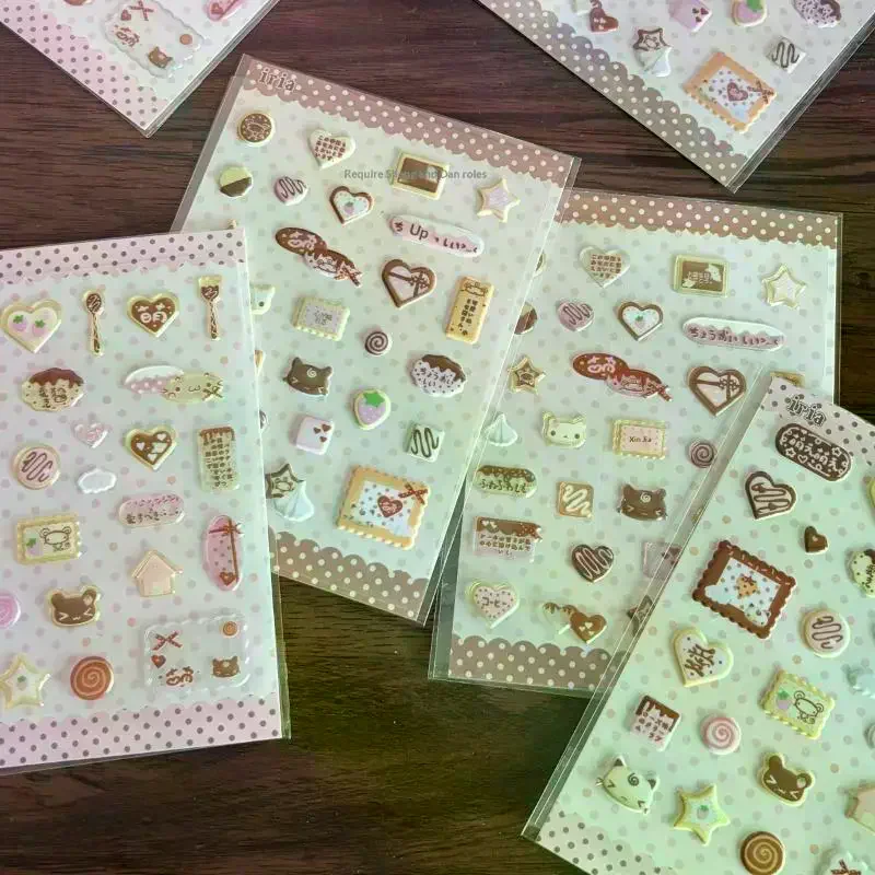 1/4Pcs Kawaii Cream Cake Cookies 3D Foam Stickers For Journal Scrapbook Stationery Decor Cute Y2K Sweetheart Dessert Stickers