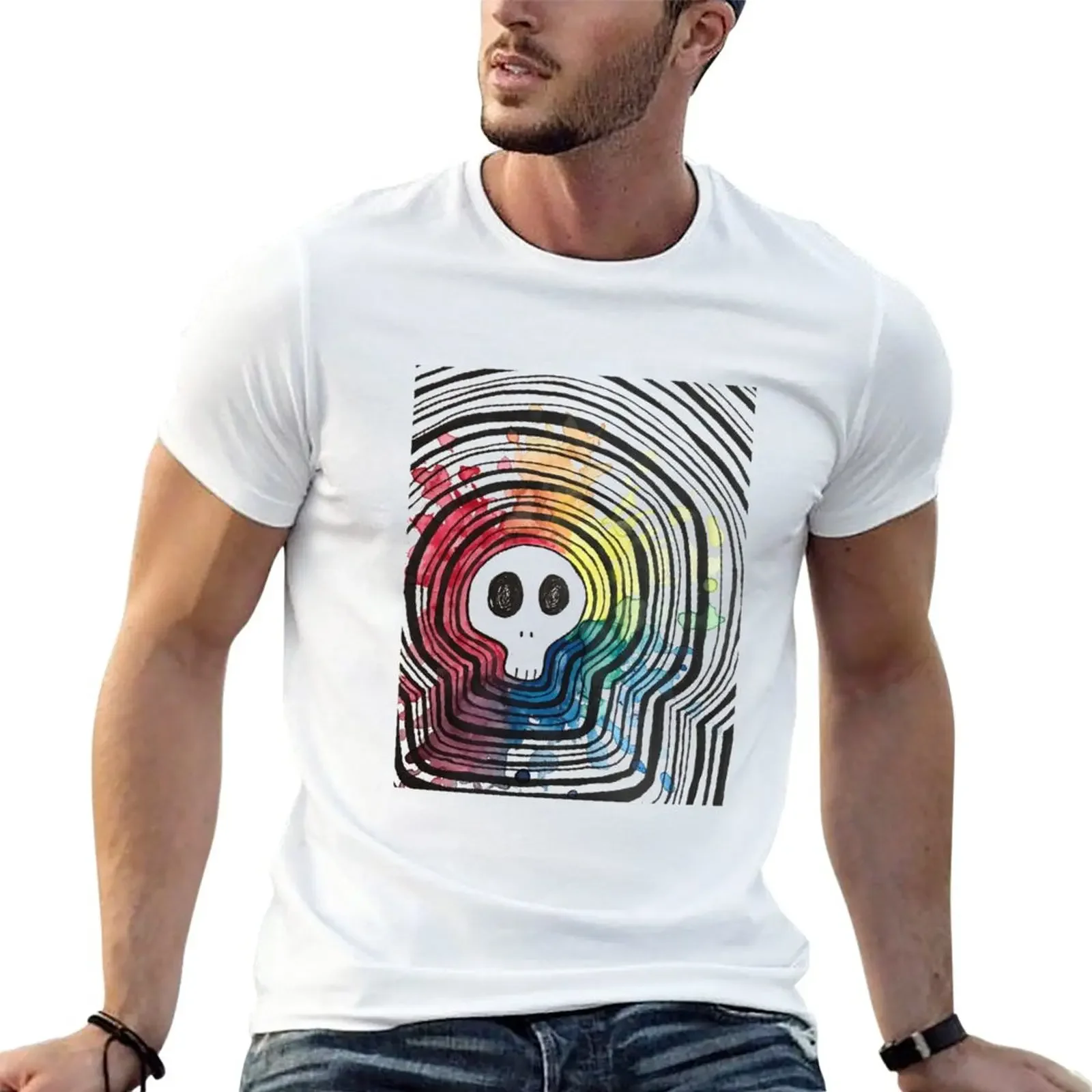 

Rainbow Skull T-Shirt tees heavyweights workout shirts for men