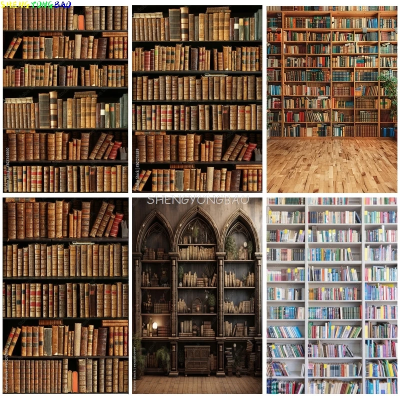 

Baroque Ornate Library Bookshelf Photography Backdrops Props Reading Furniture Bookcase Meeting live Indoor Background DV-01