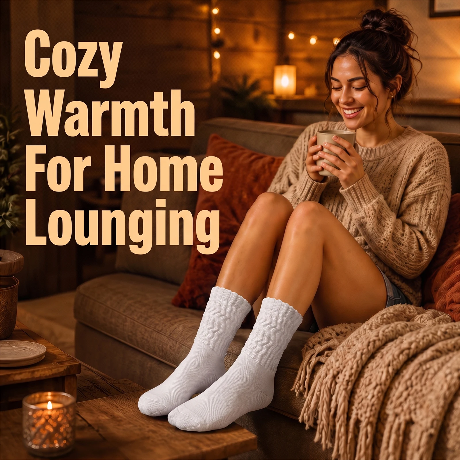 Slouch Socks for Women and Men, Terry Cushioned Sole Thick Cotton Scrunch Socks, Vintage Sock Daily Wear, 3 Pairs
