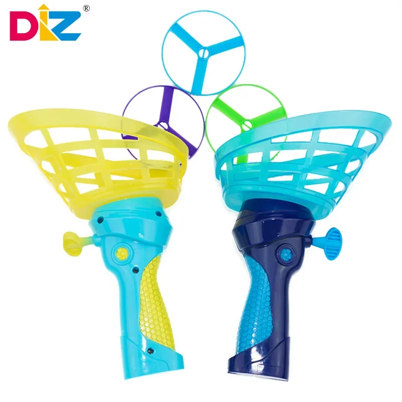 Flying Saucer Disc Launcher Kids Flying Toys Pull String UFO Throw Catch Outdoor Sport Propeller Children Toys Gift For Boy Girl