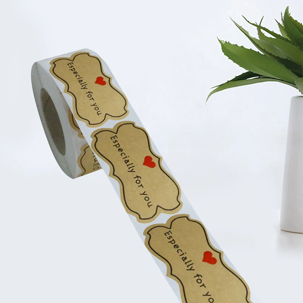 

250Pcs Kraft Paper Sealing Stickers Letter Printed Self Adhesive Labels for Cake Pastry Biscuit Macaron Chocolate