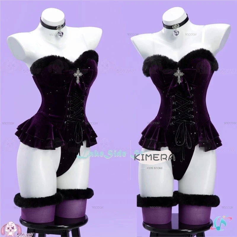 

Оригинальный костюм ведьмы для банкета, карнавальный костюм на Хэллоуин, черная, фиолетовая, плюшевая накидка, летний наряд, аниме-опора, Хэллоуин, Рождество, игра, роль