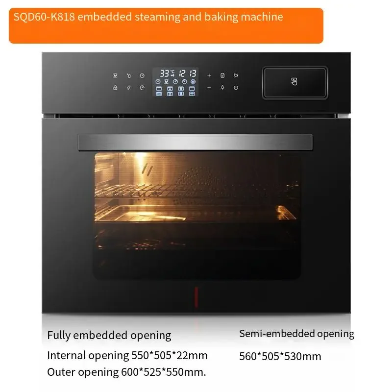 60 Inch Built-in Oven with Full Touch Control Panel 12 Functions Steaming and Baking Machine