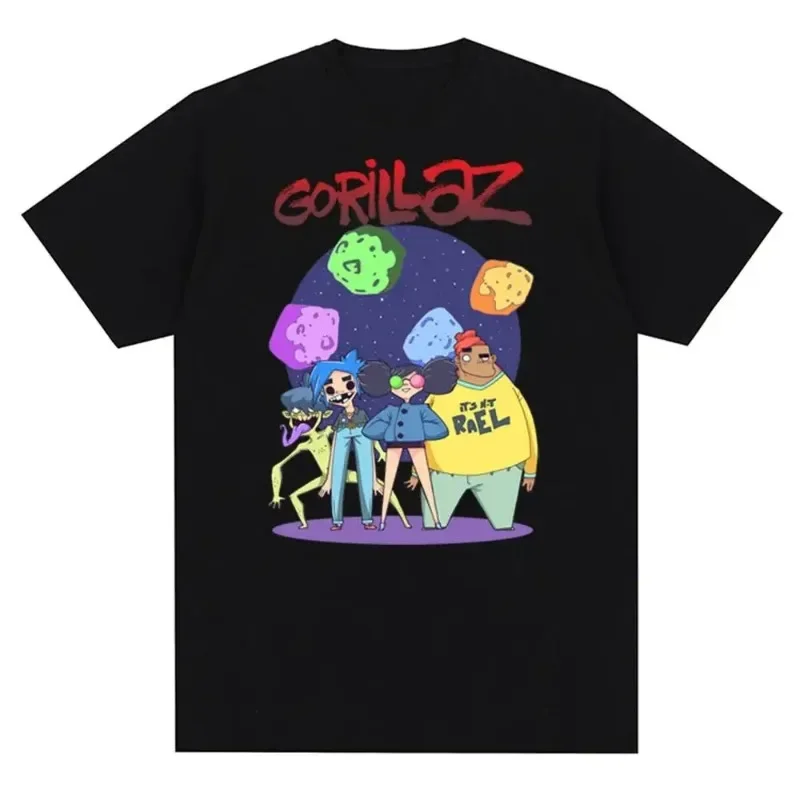 Music band Gorillazs punk rock fashion printed Tshirt 90s retro casual fashion short sleeved plus sizeTshirt suitable for women