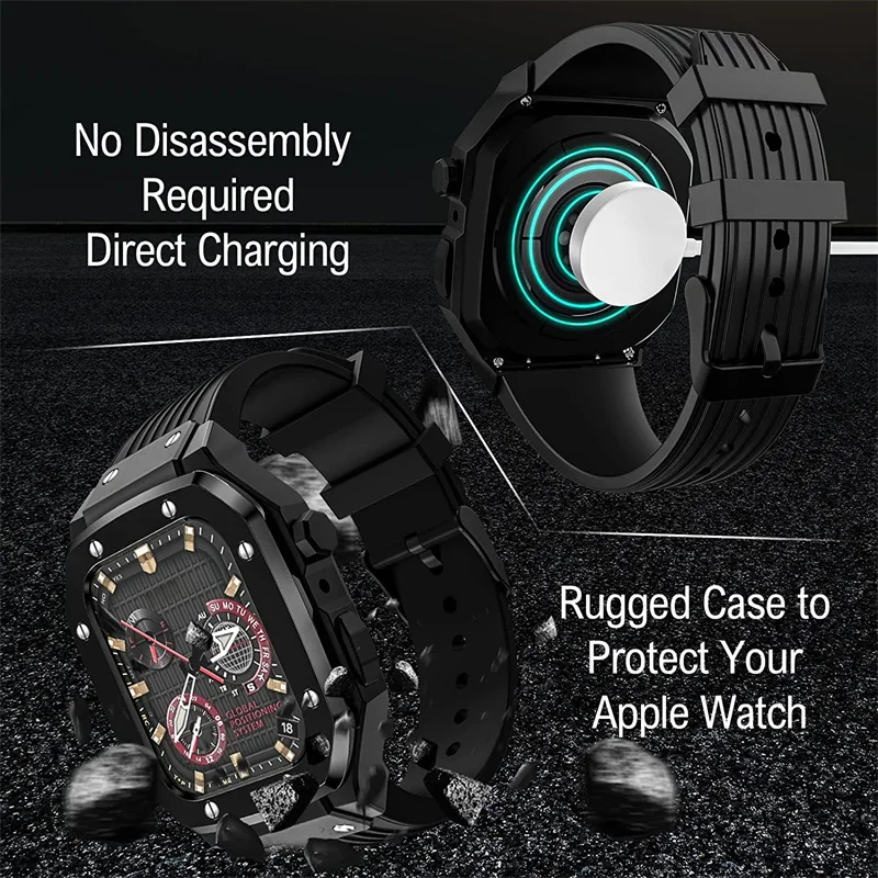 LAXASFIT Kit Mod di Modifica di Lusso Per Apple Watch 7 44 45mm Per iwatch Serie Telaio In Metallo Accessori Cinturino Guscio Protettivo