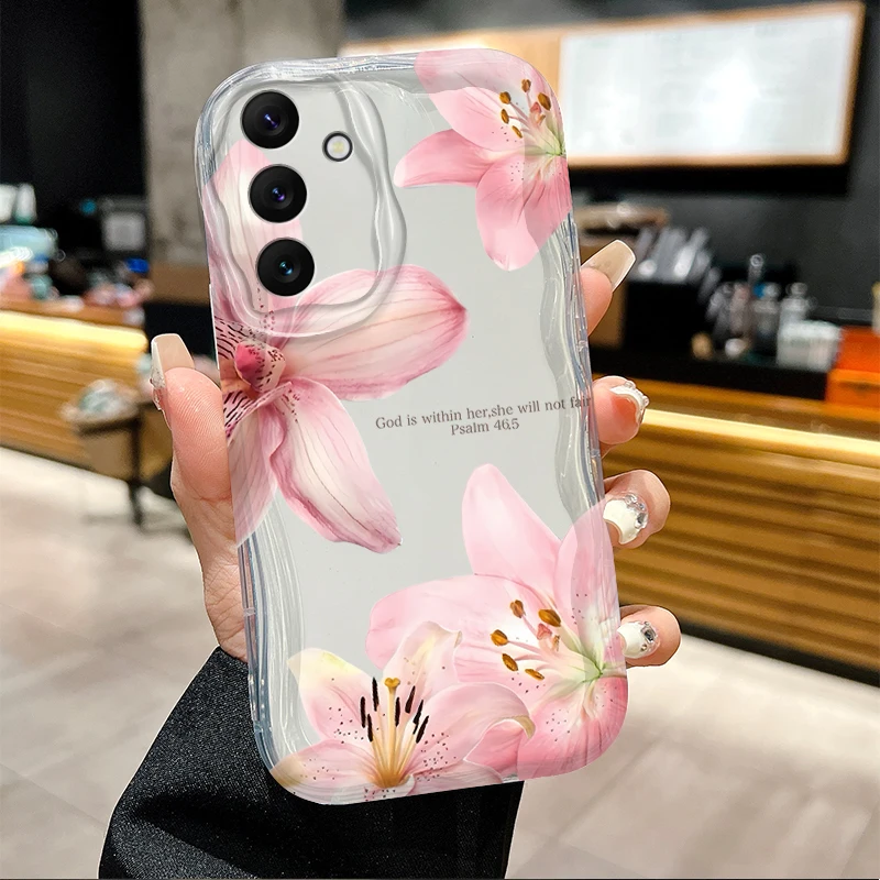 زنبق زهرة طباعة قضية الهاتف لسامسونج غالاكسي A16 A06 A55 A35 A25 A15 A05 A05S A54 A34 A24 A14 A73 A53 A33 A23 A13 A52 A32 A22