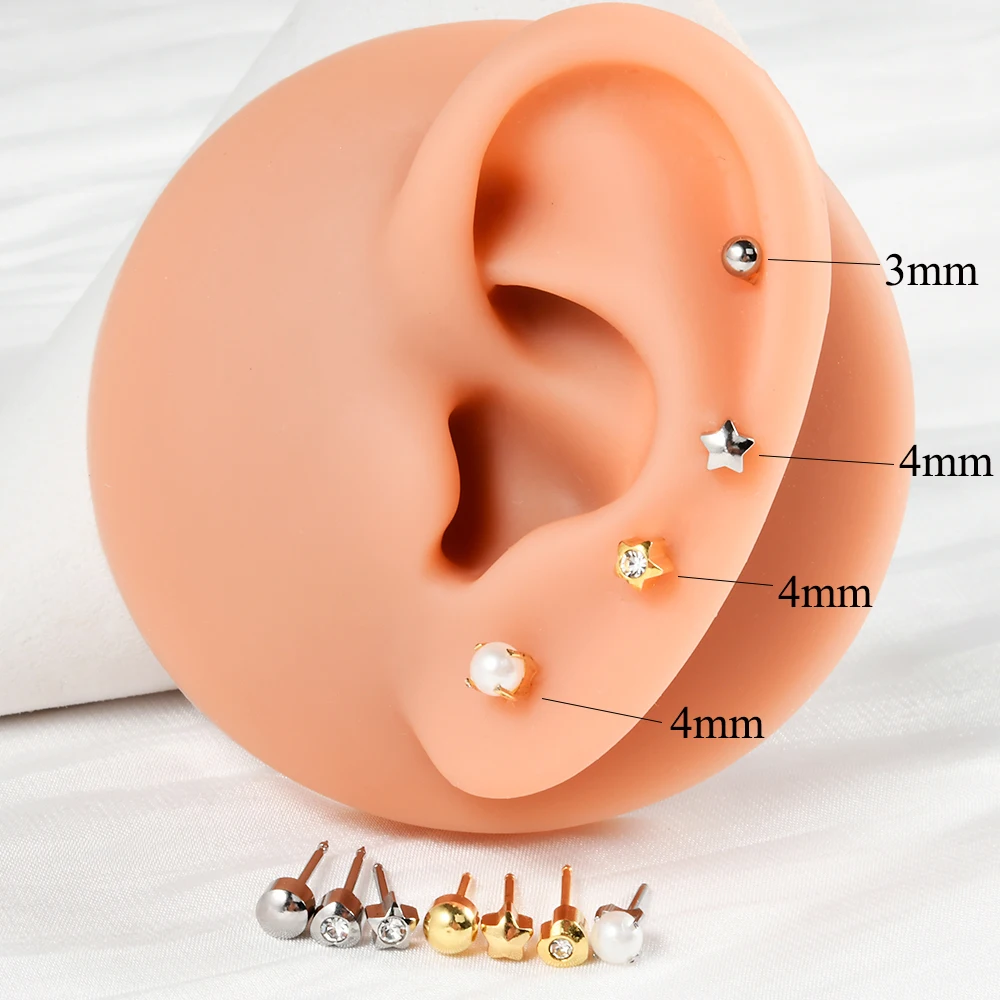 12pairs/Dozen Surgical Steel Gold Plated Ear Stud CZ Heart Star Flower Crown Women Earrings Non-Sterilize