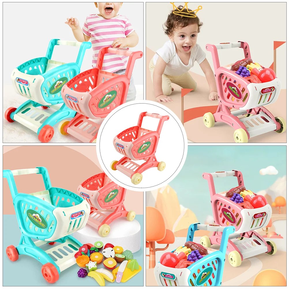 Children's Shopping Cart Toy Grocery Kids Playing Toys Dolls Storage Racks Mini