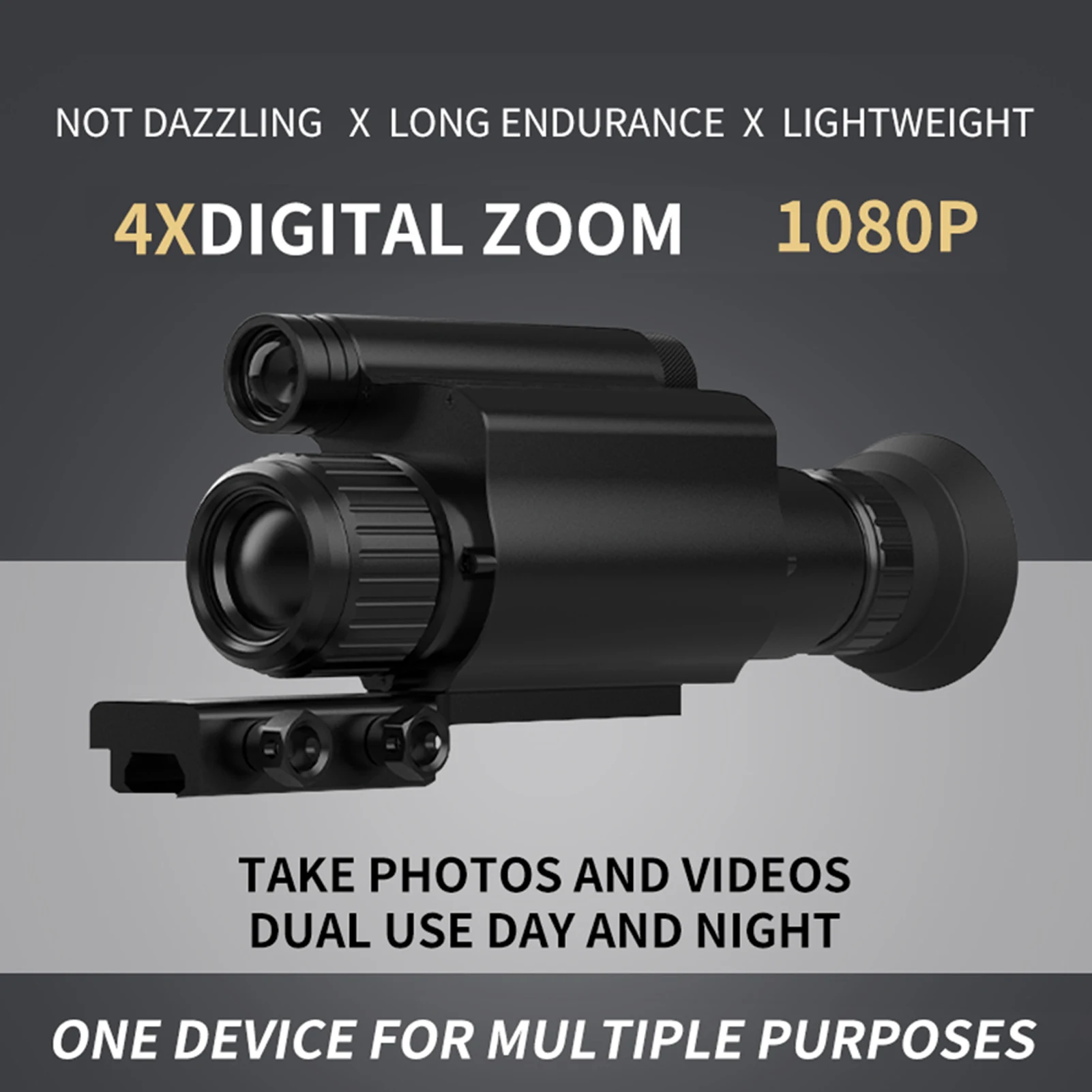 Pembesaran 4X Zoom Digital Lingkup Inframerah Layar OLED 1.2 Inci 3MP Monokuler Digital Inframerah Bermata