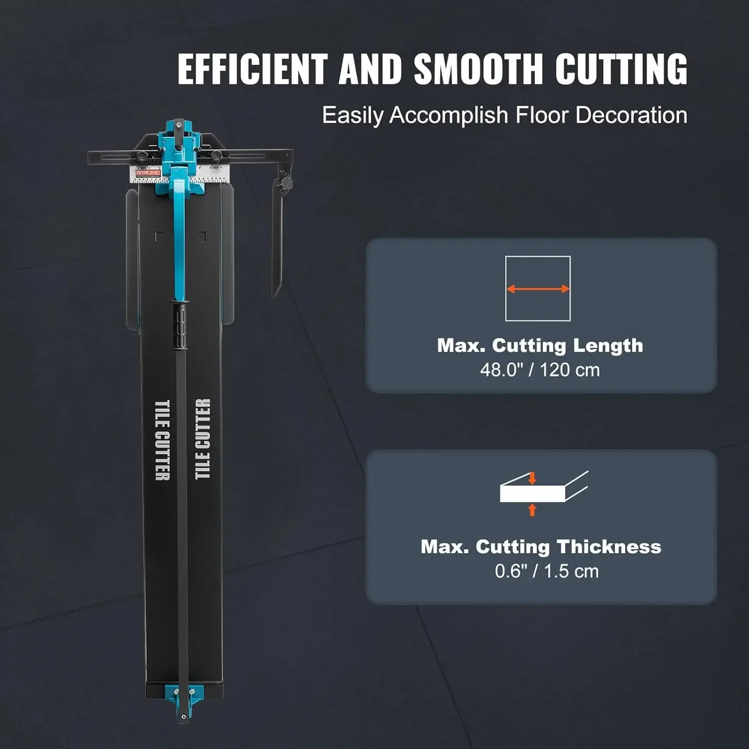 VEVOR Manual Tile Cutter, 48 inch, Porcelain Ceramic Tile Cutter with Tungsten Carbide Cutting Wheel, Infrared Positioning, Anti