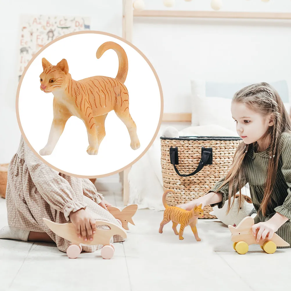Lifelike Simulation Cat Sculpture Creative Desktop Ornament Compact Design Cartoon Kitten Home Decoration Office Garden