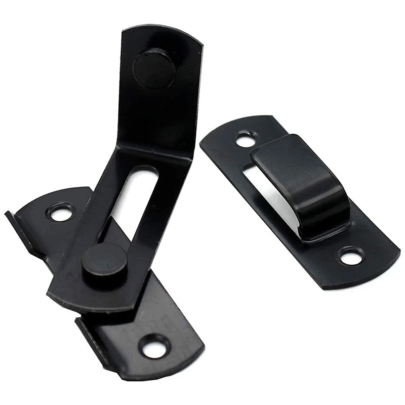 Matt Black Stainless Steel Door Buckle Lock Bolt Lock 90 Degree Door With Cabinet Hasp Lock