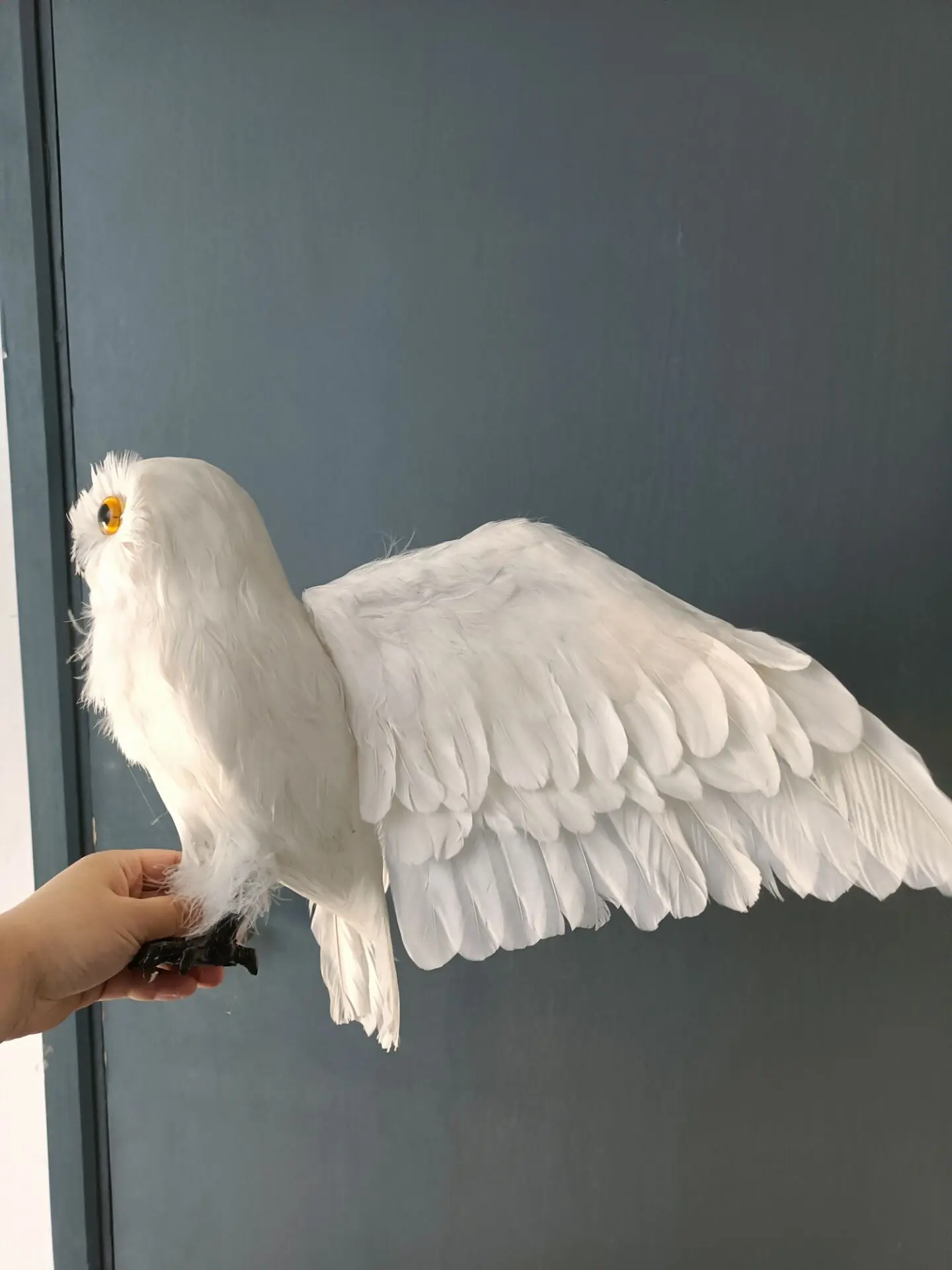 

big simulation foam&feather white wings owl model home decoration gift about 32x60cm d0526