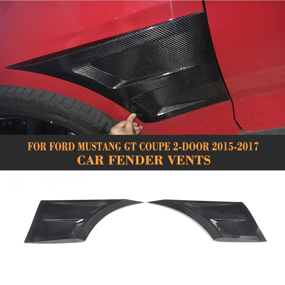 Carbon Fiber Car Fender Vents Trim For Ford Mustang Coupe 2 Door 2015 2016 2017 Side Trunk Trim Stickers Car Styling 2PCs