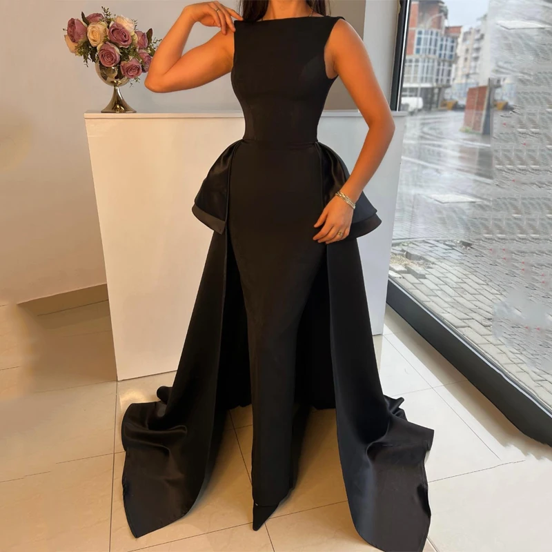 

Thinyfull Formal Mermaid Prom Dresses Black Sleeveless Night Evening Dress Saudi Arabia Dubai Cocktail Party Gowns Custom Size