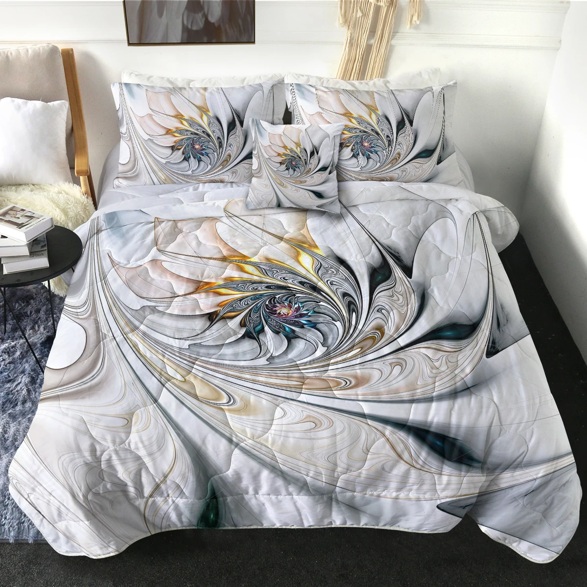 

Psychedelic Flower Printed Comforter Set Soft and Fluffy 3-Piece Comforter Set with 1 Comforter and 2 Pillowcases