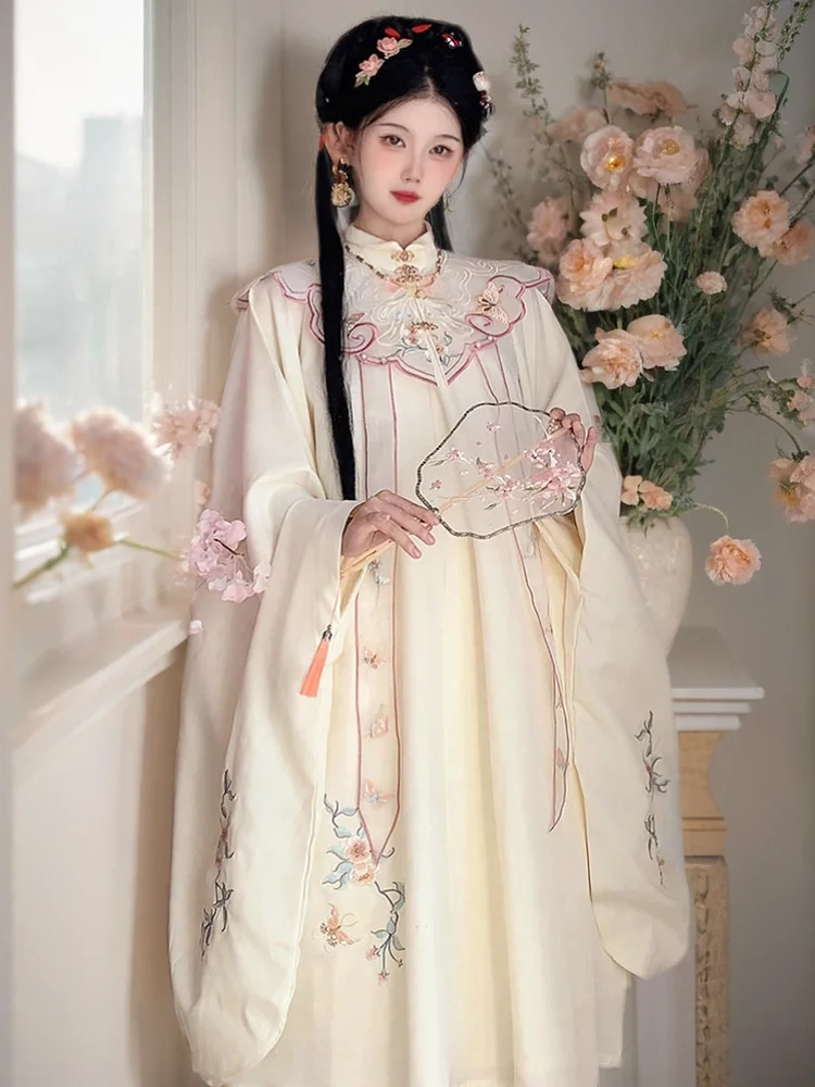 

Ming-made original Hanfu women's adult stand-up collar shirt cloud shoulder embroidery daily large size spring and autumn