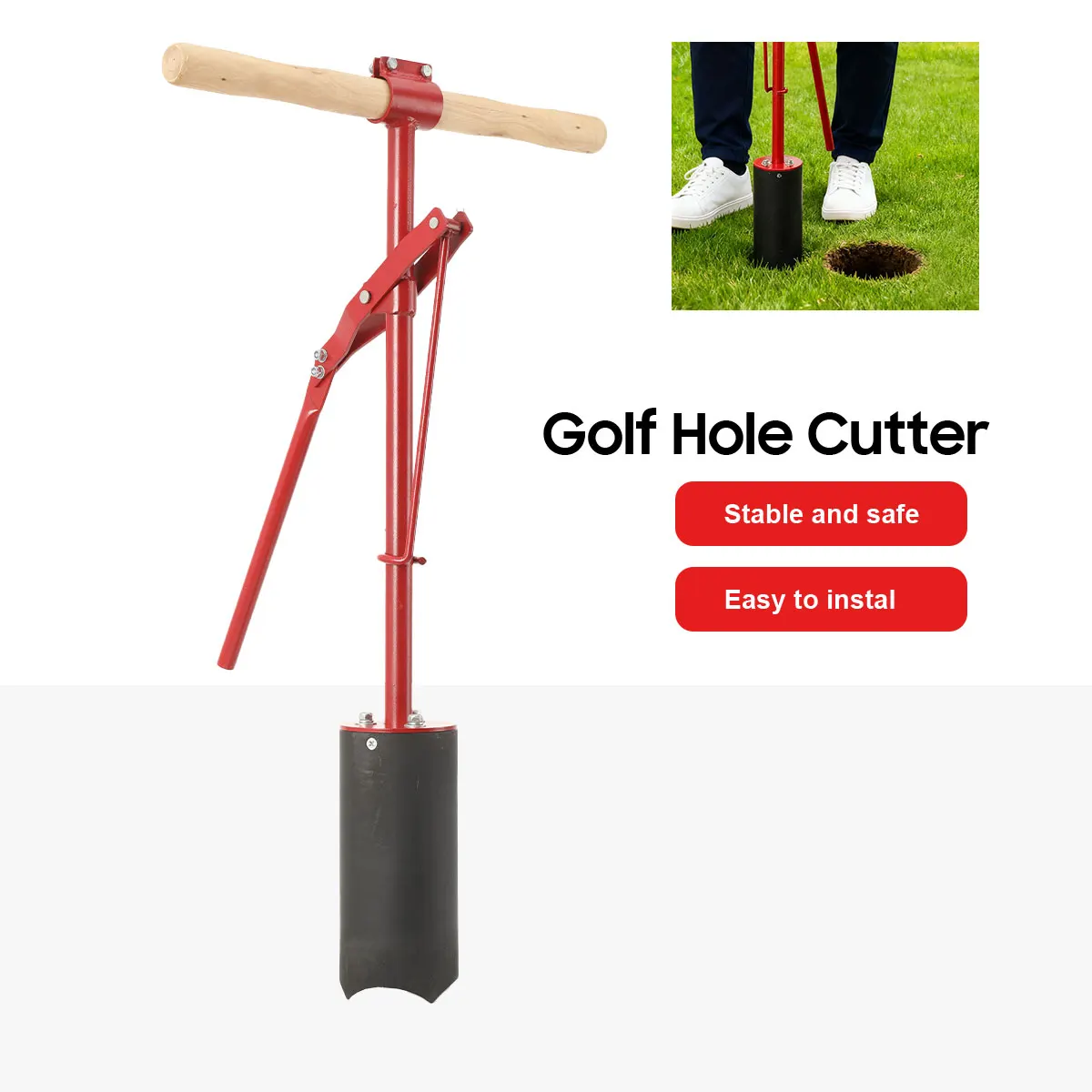 Golf Hole Cutter Green Lever Action Hole Cutters Manual Punch Machine Golf Hole Digger Hole Puncher Golf Course Hole Opener