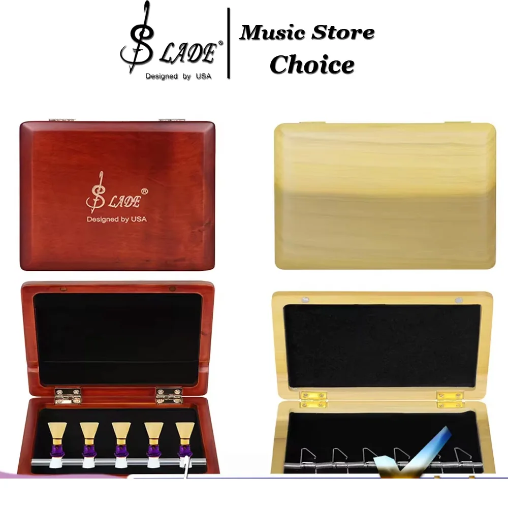 SLADE Walnut Bassoon Reed Case-5/6-Reed Capacity Wooden Box Ideal for Bassoon Instrument Pro Woodwind Accessories