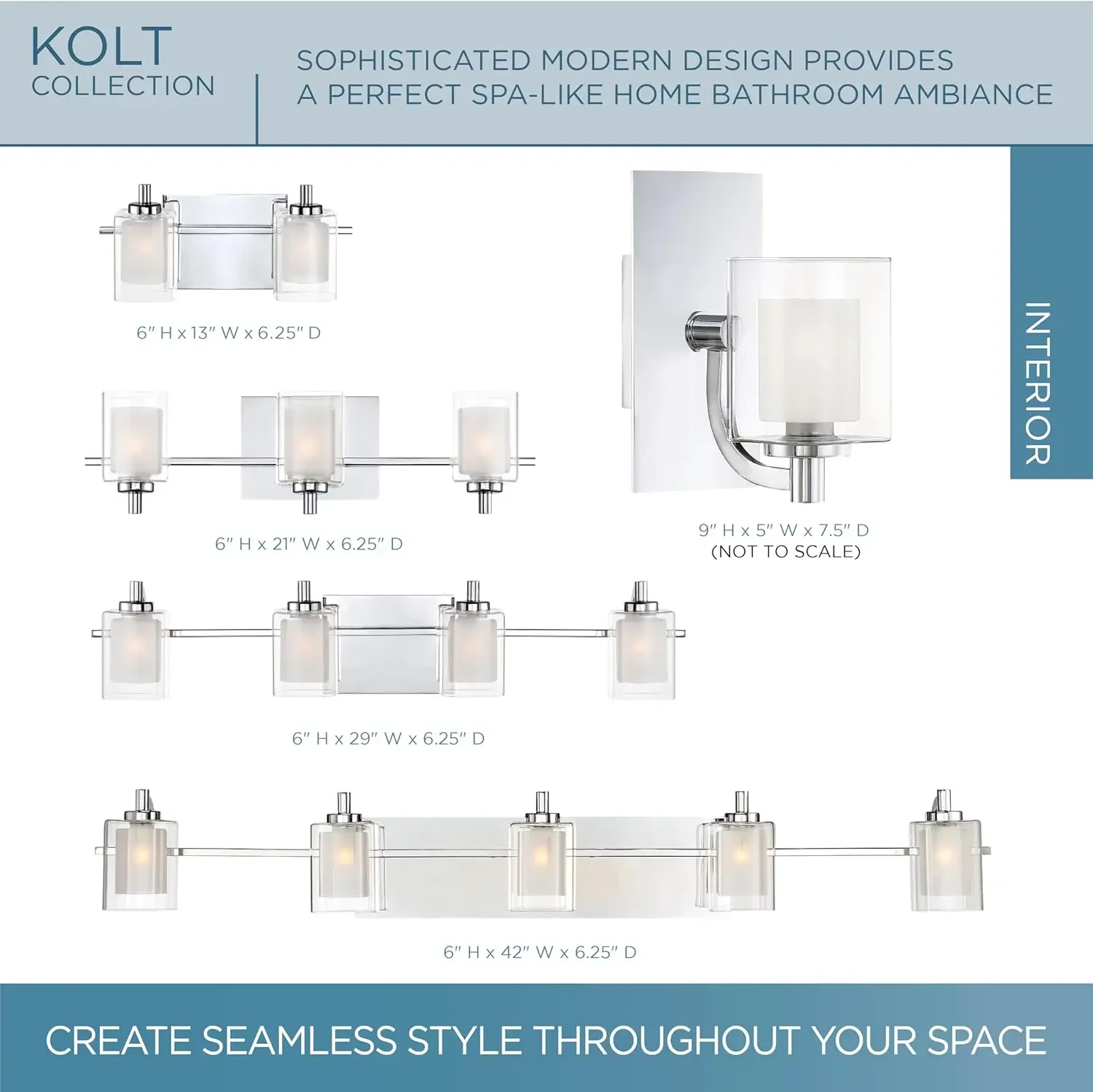 Современные светильники для туалетного столика, 5 ламп, 42-дюймовые полированные хромированные светильники для ванной комнаты над зеркалом, пескоструйное внутреннее стекло, светодиод 50 Вт
