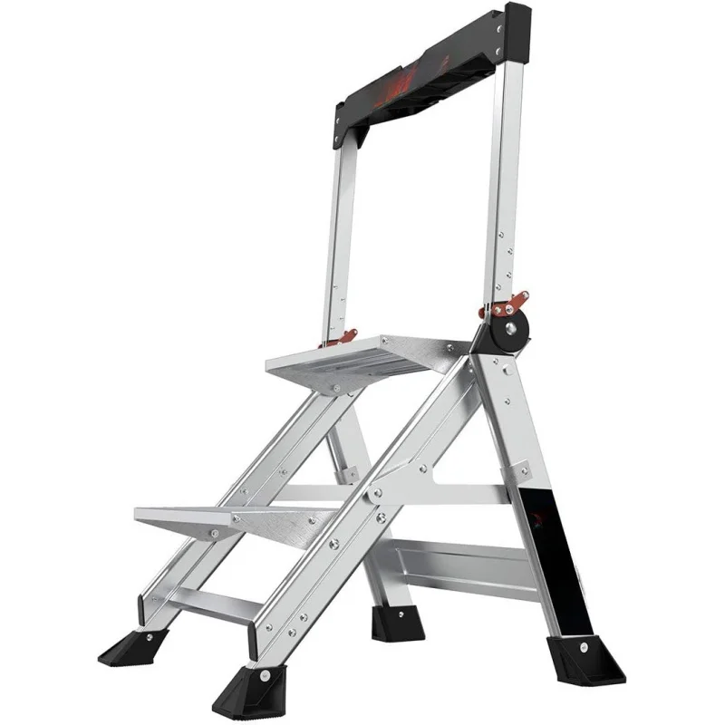 Little Giant Ladders, Jumbo Step, 2-Step, 2 foot, Step Stool, Aluminum, Type 1AA, 375 lbs weight rating, (11902), Silver