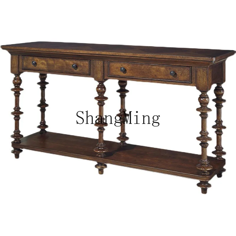

ZYY solid wood Xuanguantai retro old entry table small apartment against the wall storage table