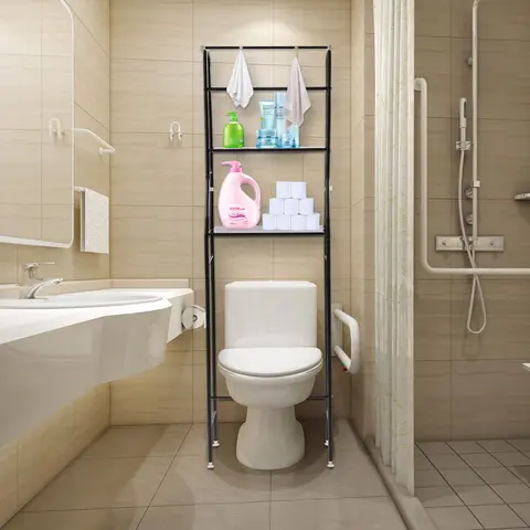 Over The Toilet Storage Rack - 4-Tier Metal Bathroom Shelf Organizer With Anti-Rust Coating For Space Saving And Elegant Decor