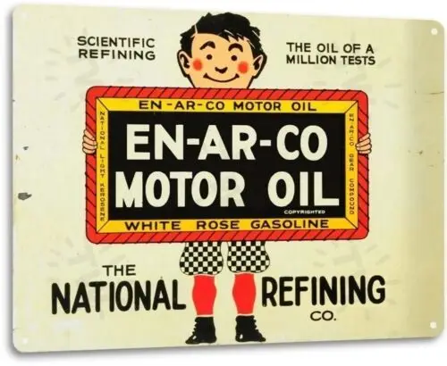 En-Ar-Co Motor Oil Garage Auto Shop Gas Station Retro Decor Large Metal Tin Sign