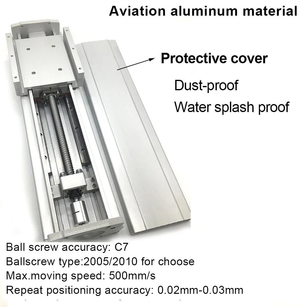 Fully Enclosed Guide Linear Module 100-1000MM Stroke 200KG Heavy Load 150mm Width 2010 Ballscrew Sliding Table Dust-proof Cover