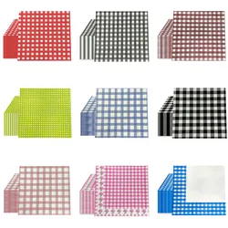 20Pcs Classic Vintage Plaid Checkered Printed Disposable Dinner Napkin Paper Birthday Wedding Party Decoration