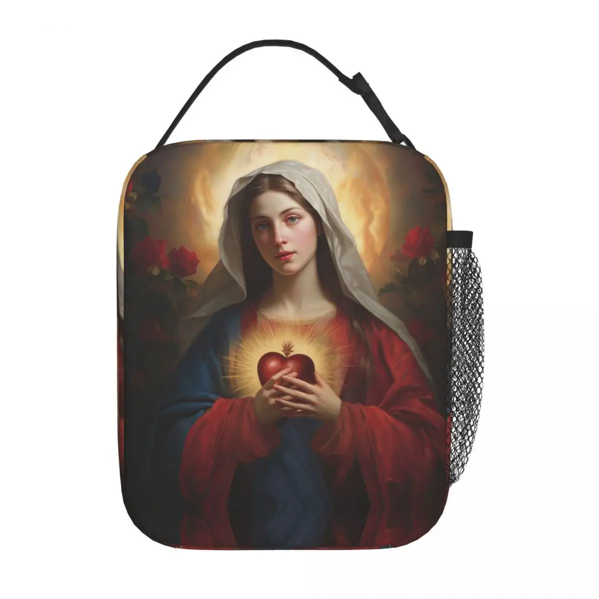 Immaculate Heart Of Mary Insulated Lunch Bag Catholic Holy Art Mother of Jesus Christ Food Box Portable Cooler Thermal Bento Box