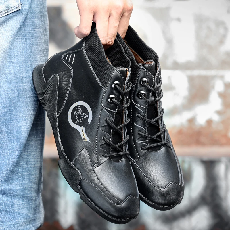 Size 48 Mens Shoes Leather Original Shoes for Men 2025 New Ankle Boots Casual Boots Fashionable Walking Shoes Botas Para Hombre