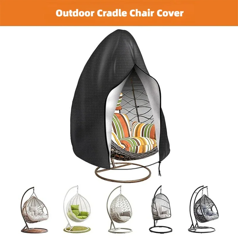 Hanging Basket Chair Dust Shield Garden Courtyard Outdoor Swing Rainproof Covers Bird Nest Protective Cloths Black Zipper Style