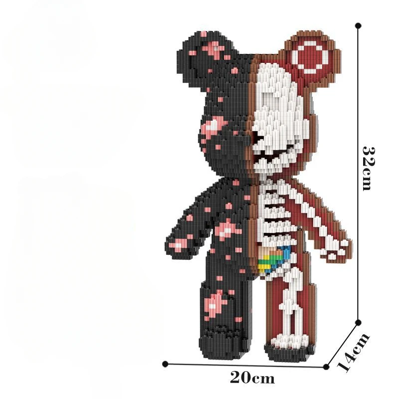 32Cm Crackling Bear Tiny Particles Building Block Assembly Educational Toys Boys and Girls Brain Birthday Gift Ornament Toy