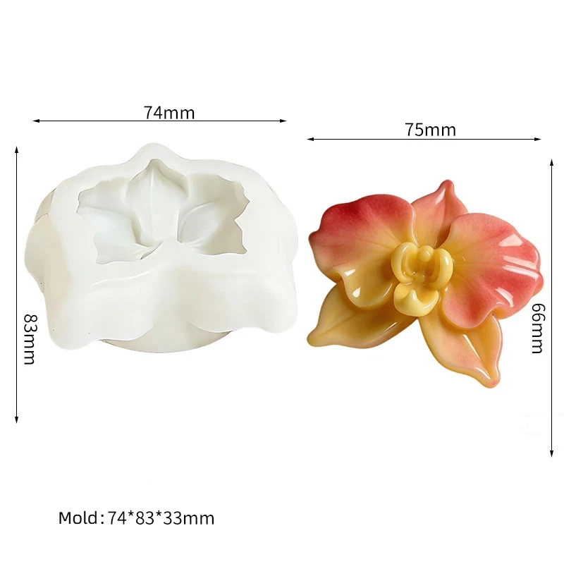 Resin Casting Molds Mini Orchid-Shaped Candle Silicone Mold Handmade DIY Floral Mold The Texture is Delicate and Well-Defined